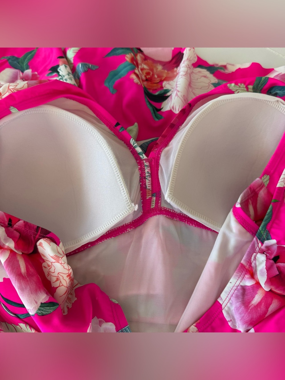 NWT TORRID Size 1X Pink One Piece Floral Swimsuit - Picture 4 of 7